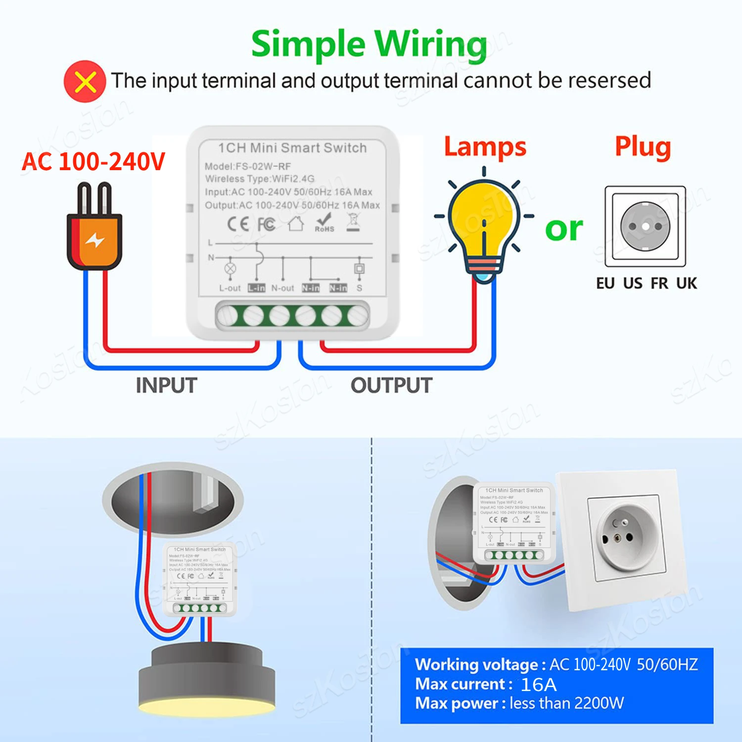 WiFi Wireless Tuya Relay Controller Smart Switch Mini DIY ON OFF RF433 1/2/3 Gang Wall Switch For Alexa Google Voice Control