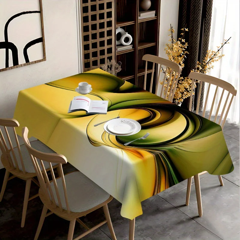 Vibrant Yellow Green Tropical Pattern Tablecloth Waterproof Dining Table Cover for Home Party Decor