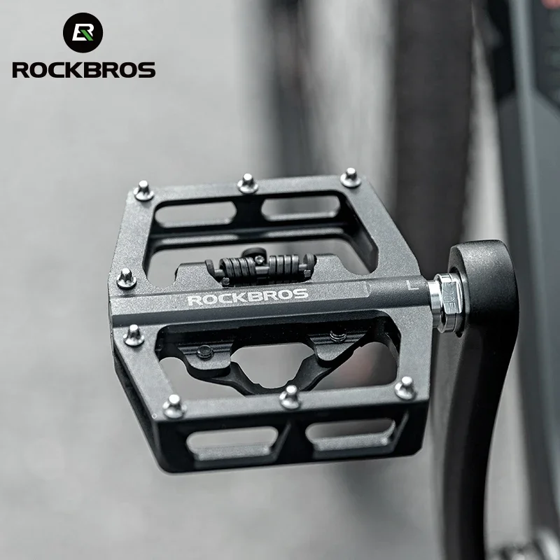 ROCKBROS Bicycle Pedal Non-Slip Road MTB Bike Pedals Aluminum Alloy Flat Platform Applicable SPD Waterproof Cycling Accessories