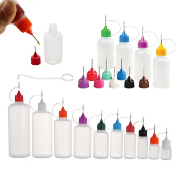 10 adet 3ml-150ml PE plastik sıkılabilir damlalık şişeler uzun çelik İpuçları sıvı yağ tutkal kapları seyahat doldurulabilir yumuşak şişeler