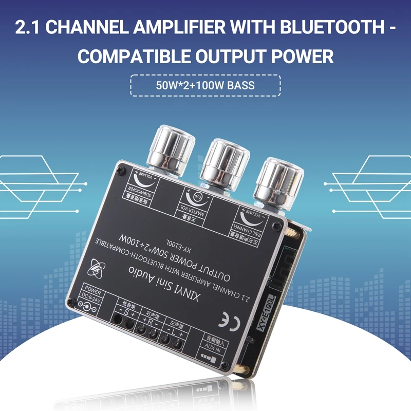 【Superdeals】XY-E100L 2.1 Channel For Bluetooth Audio Amplifier Module 50Wx2+100W High And Low Tone Subwoofer Amplifier Board Spe