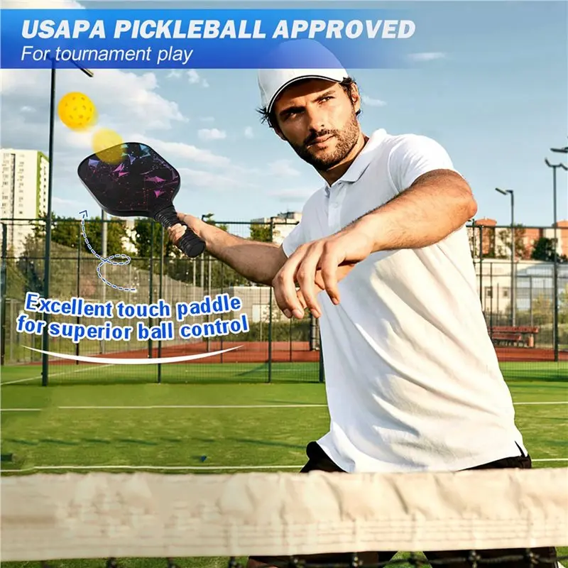 T22C Pickleball Paddle, Fiberglass Pickleball Set With 4 Pickleball Paddles, 8 Pickleball Balls, 2 Portable Carry Bag