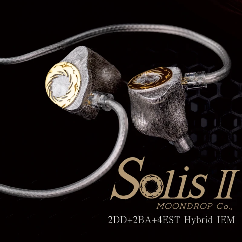 

MOONDROP SOLIS II 2DD+2BA+4EST Hybrid Drivers IEM HiFi In-Ear Earphone Handmade Silver-Cavity Tribrid Monitors 0.78mm Earbuds