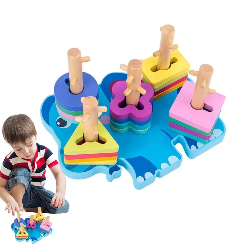 Trieur de formes pour tout-petits, jouets Montessori pour enfants d'âge alth, jouets de tri et d'empilage en bois pour enfants de 1 à 3 héros de documents