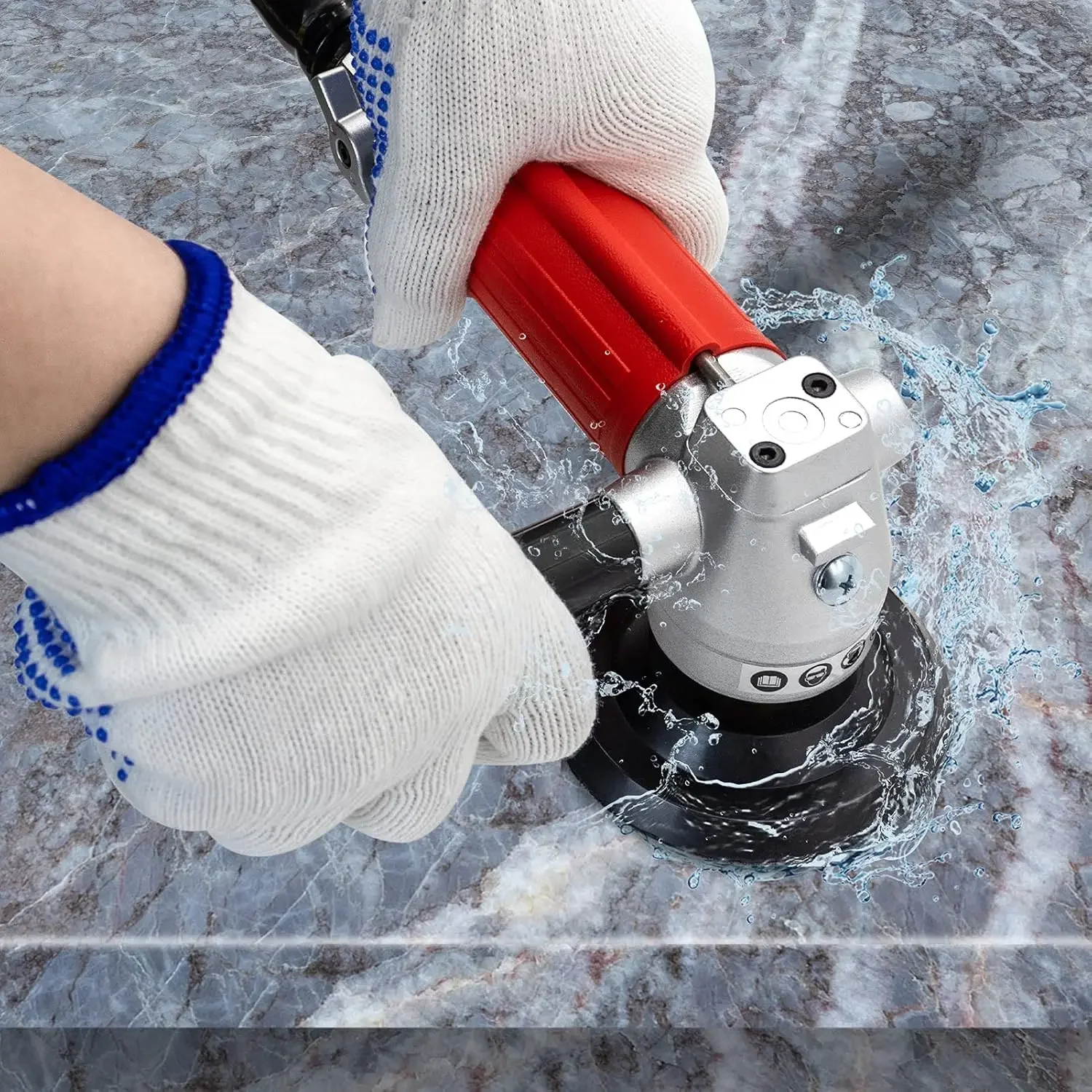 Wet Air Stone Polishers Pneumatic Water Grinders Air Powered Wet Sander with Rear Exhaust 5500 Rpm for Granite Marble Concrete