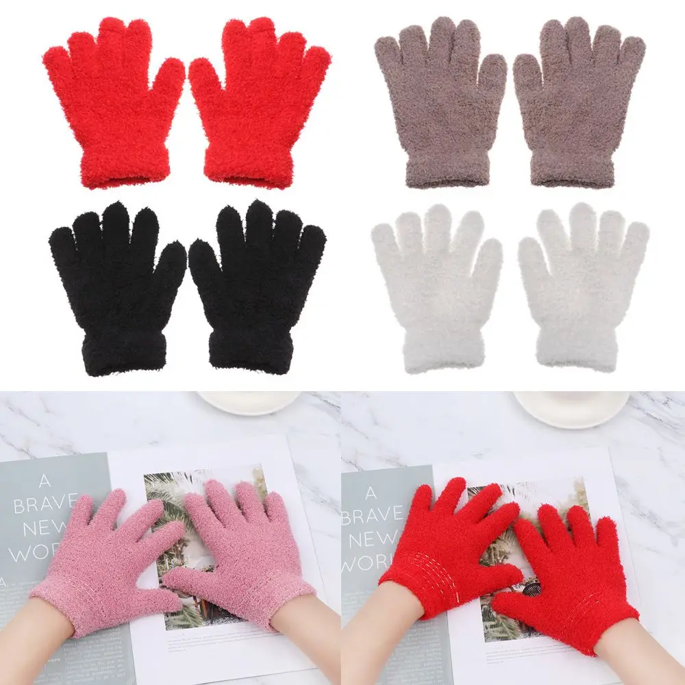 Winter 0-11 Years Old  Soft Warm Lovely Full Fingers Candy Color Coral  Mittens  Gloves