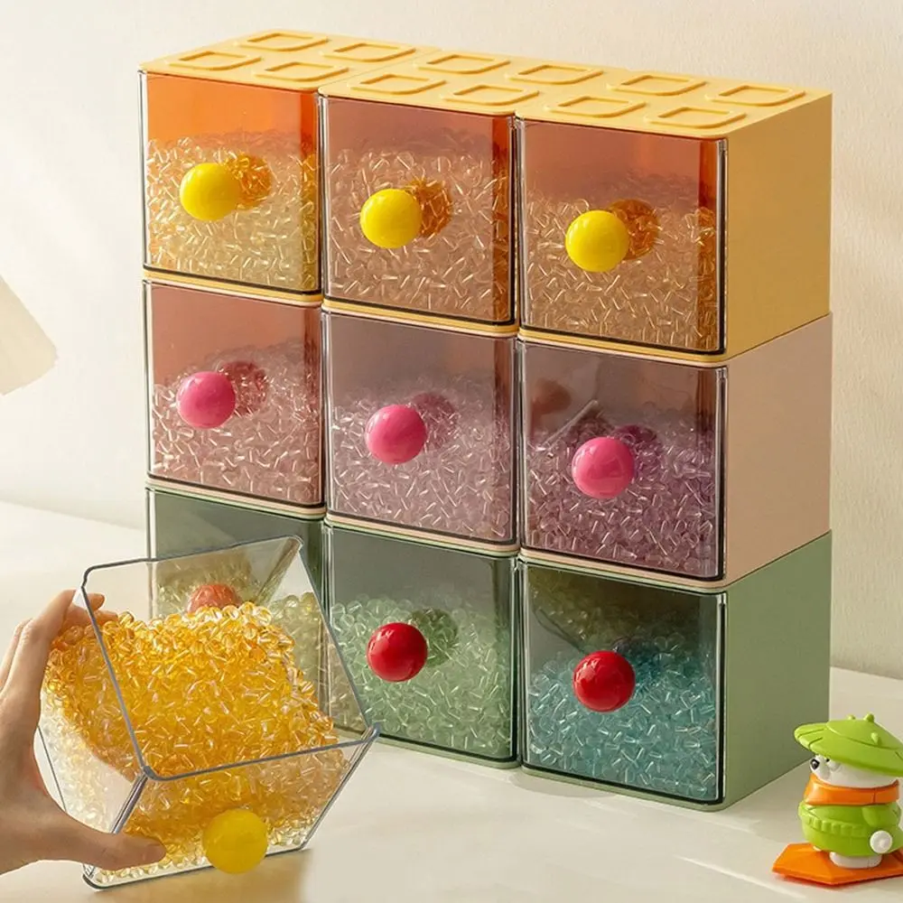 

Dopamine Drawer Style Storage Box Space Saving Sealed Stationery Storage Box with Handle Dustproof Toy Figurine Organizer