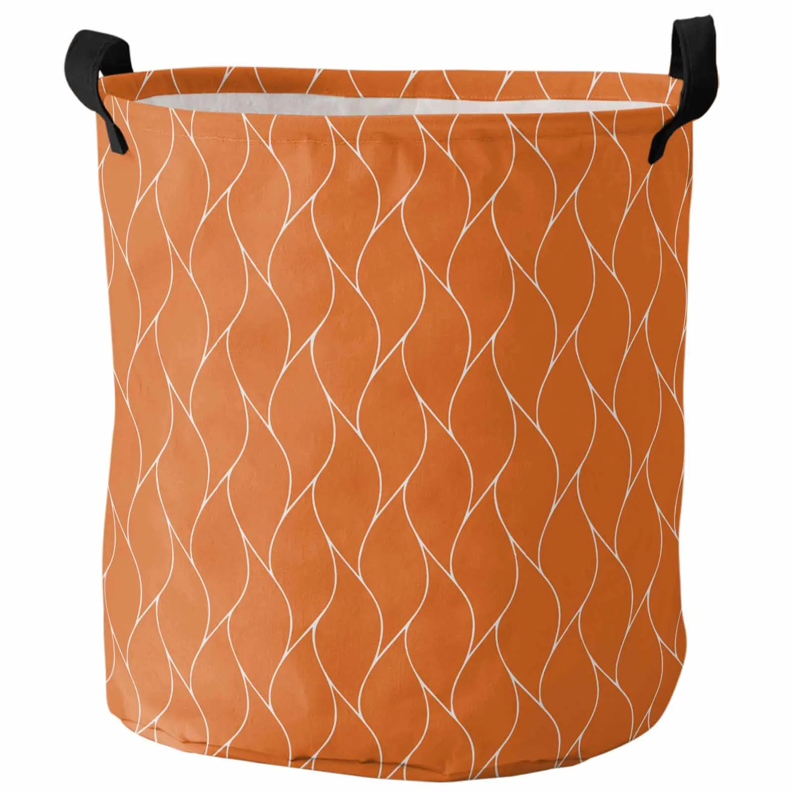 Orange Long Wave Pattern Texture Dirty Laundry Basket Foldable Waterproof Home Organizer Clothing Children Toy Storage Basket