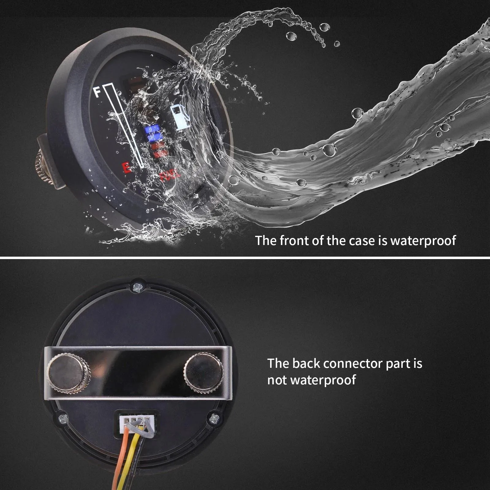 2" 52mm Fuel Level Gauge 8 Blue 2 Red LED for Car Motorcycle Boat 12V 24V DC with Delay Function Universal ABS view 3