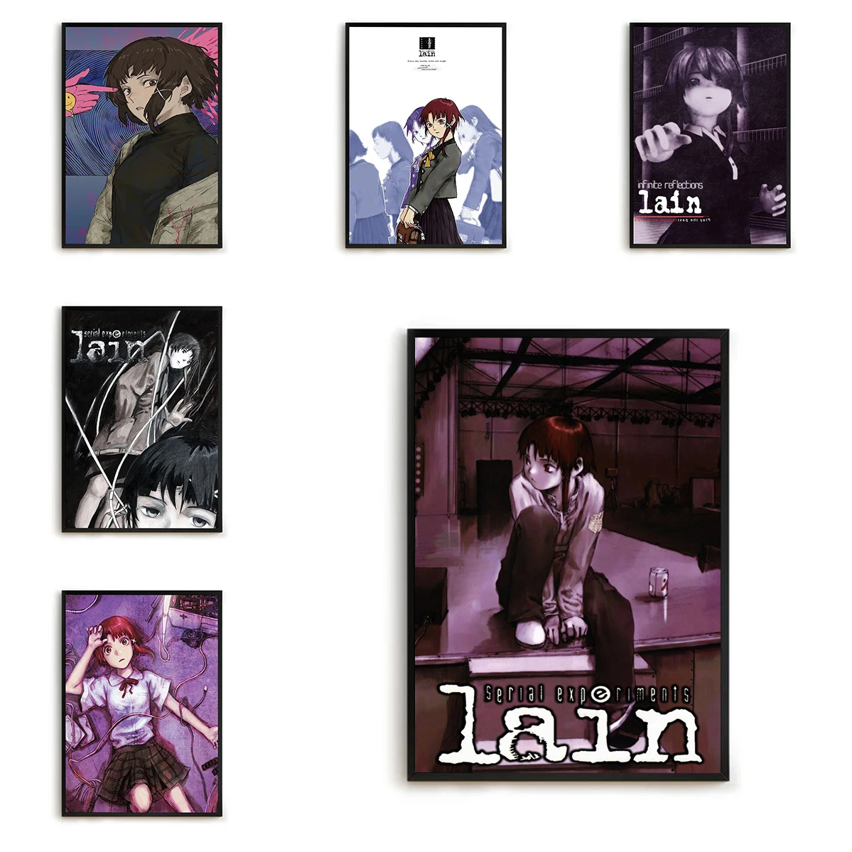 Serial Experiments Lain Anime Movie Sticky Posters Interior Paintings Wall Decor Decorative Painting on Canvas Poster Room Art