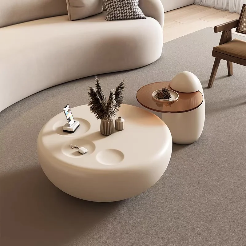 

Cream Style Simple Modern Small Apartment Living Room Home round Cat's Paw Tea Table Combination