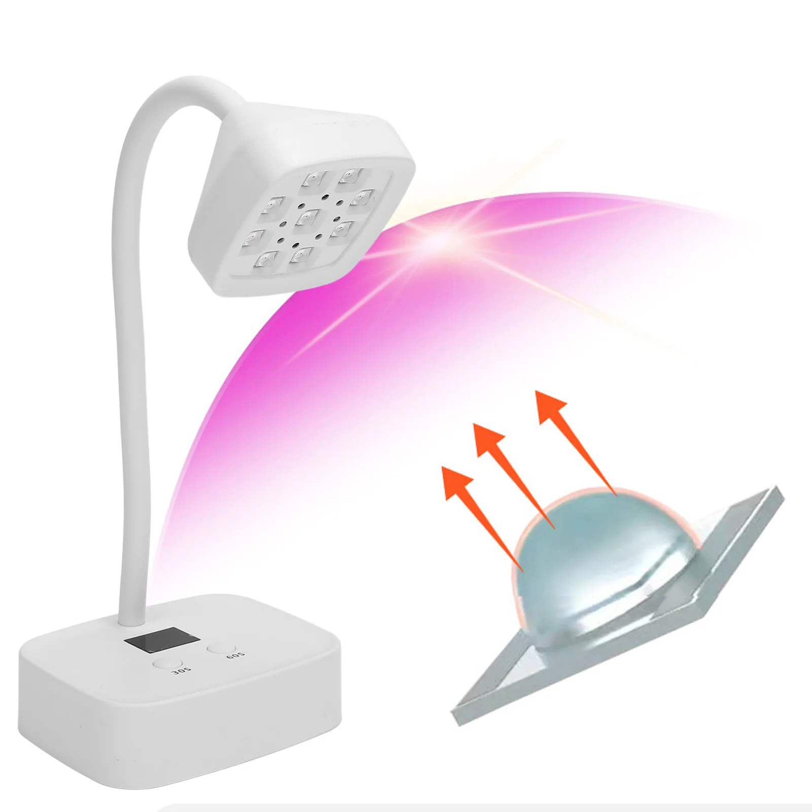 27W Nail Lamp 9 Light Chips Rechargeable Sensing Gooseneck Adjustable Quick Dry Nail Dryer Lamp Gel Polish Nails Dryer