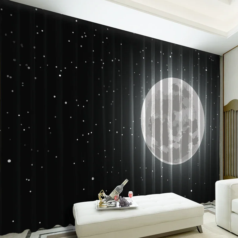 Luxury Velvet Linen Crescent Moon and Star Blackout Curtains for Ramadan and Eid Elegant and Cozy Home Decor for Peaceful Nights