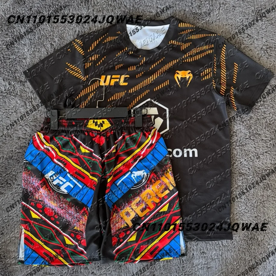 UFC أعلى الملاكم أليكس بيريرا الملاكمة القتال الحدث تي شيرت السراويل الرجال تنفس جيرسي المصارعة تشغيل امتصاص العرق مجموعة