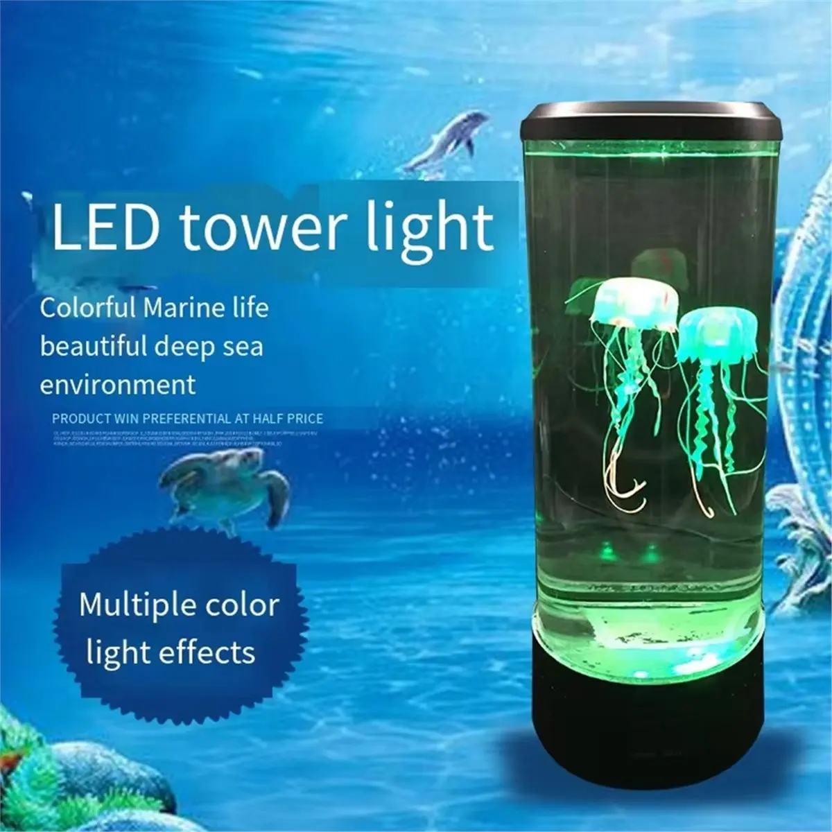 *CCNIM Jellyfish Lamp Color-Changing LED Colors Mood Aquarium Ocean Night Light Bedroom Desktop Decor Light Birthday Gift