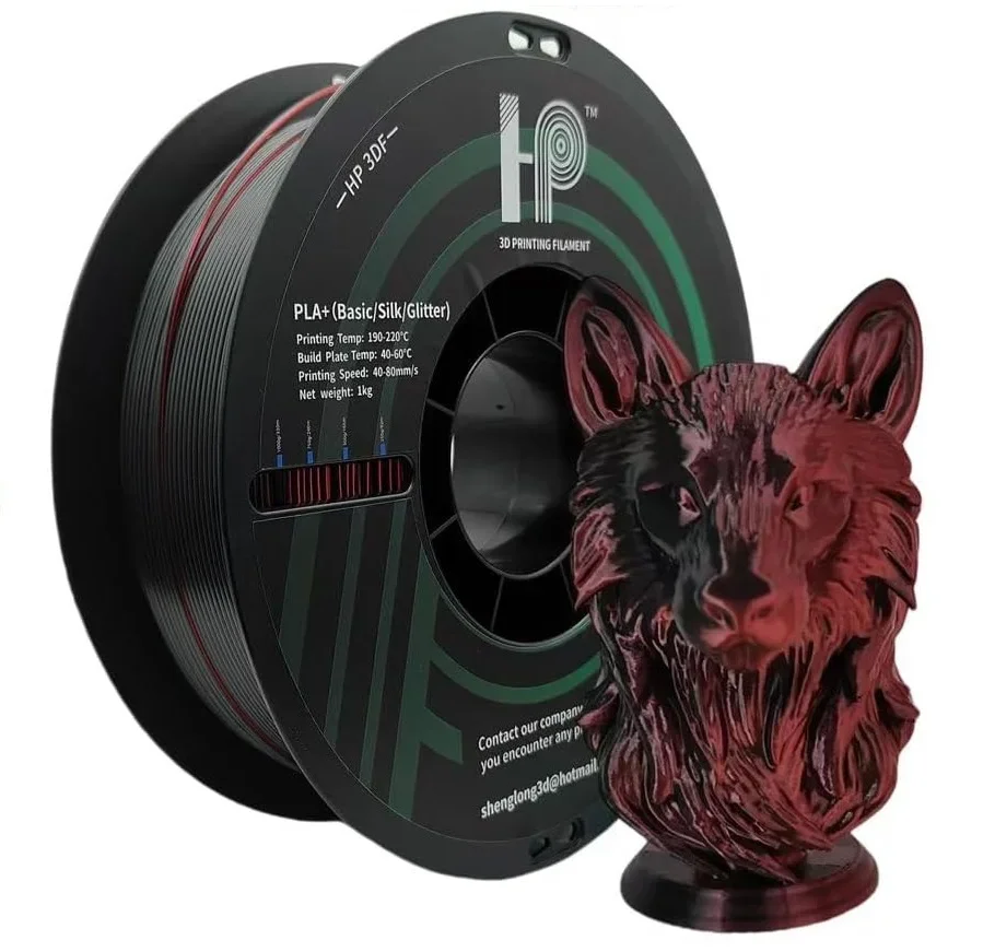 

3D Printer Filament,HP3DF PLA Filament,1.75mm +/- 0.02mm, 1KG Spool (2.2 lbs),Fit Most FDM Printer (Mystic）SILK RED BLACK