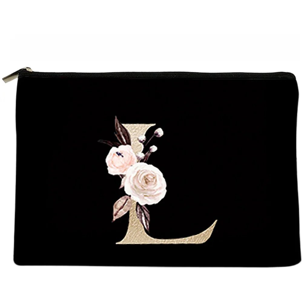 Minimalist Letter Accented Canvas Pouch Travel Makeup Bag Designed for Efficient For cosmetics and Toiletry Storage