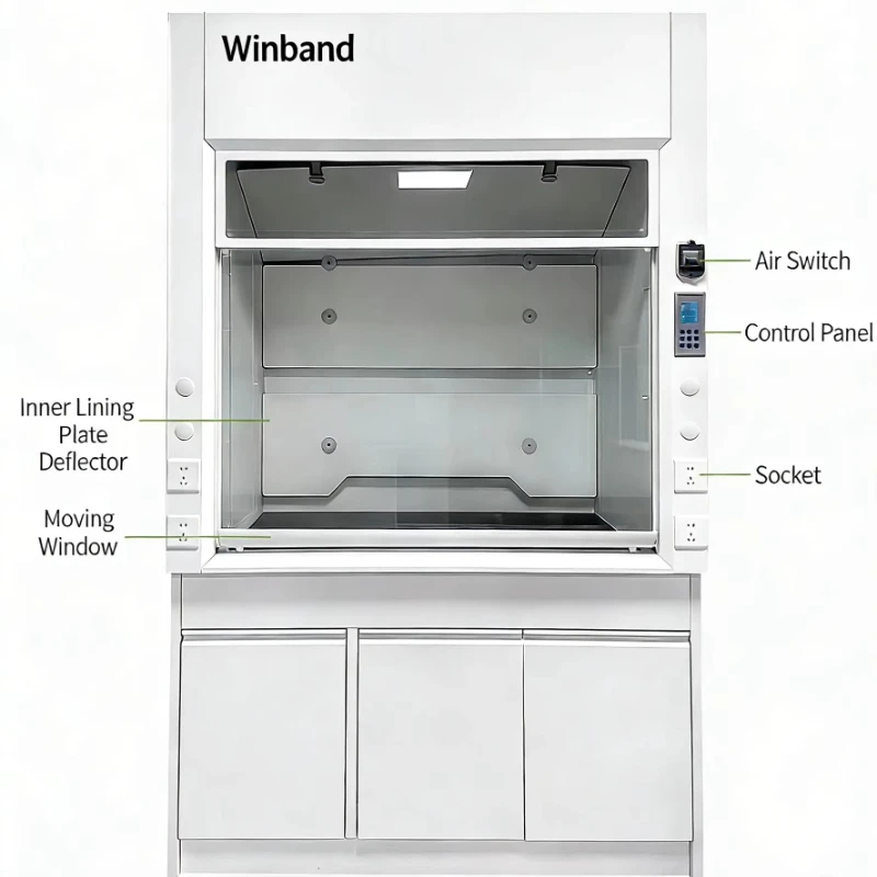 Modern all-steel pipe type fume hood (with cabinet) for school chemistry laboratory
