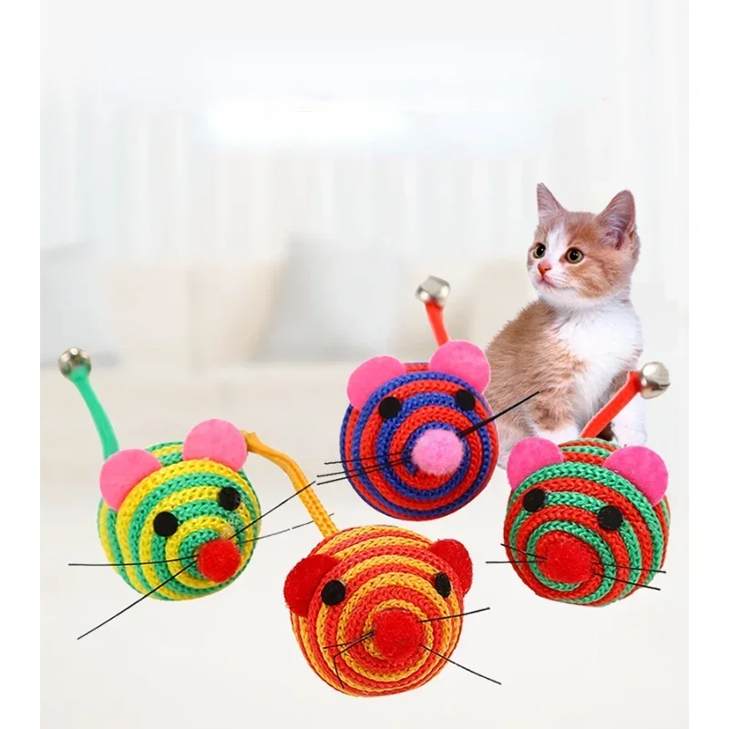 Haustier Katzen spielzeug schöne Streifen Nylons eil runde Kugel Maus Spielzeug mit Glocke Haustier Katze Kau spielzeug Katzen spielzeug interaktive Haustier produkte