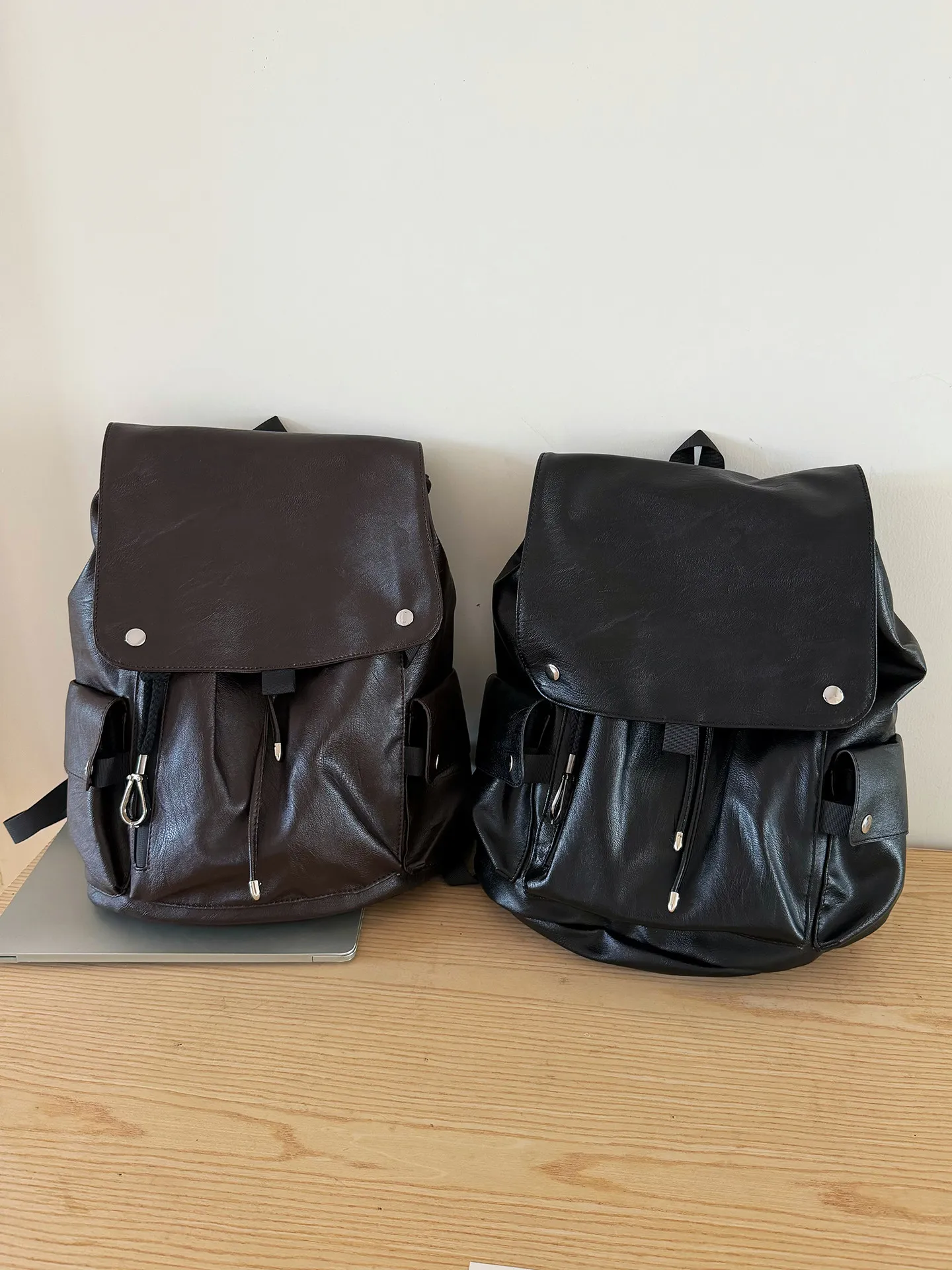 Retro PU Leather Women's Backp - Leather Work Rucksack Mens 评论和价格
