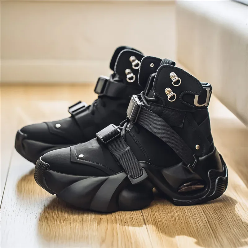 Botas de couro de motocicleta masculina, bota casual estilo simples clássico, sapato da moda, cano alto, outono, inverno, nova moda