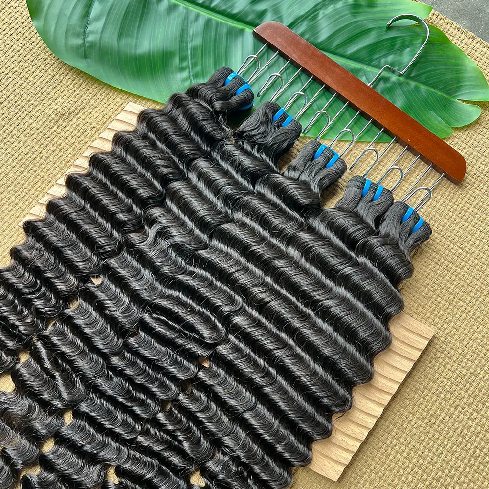 

Натуральные волосы 18A Deep Wave, кудрявые пряди для наращивания, 28-30 дюймов, натуральные человеческие волосы Remy, свободная глубокая волна, 1/3 пучка