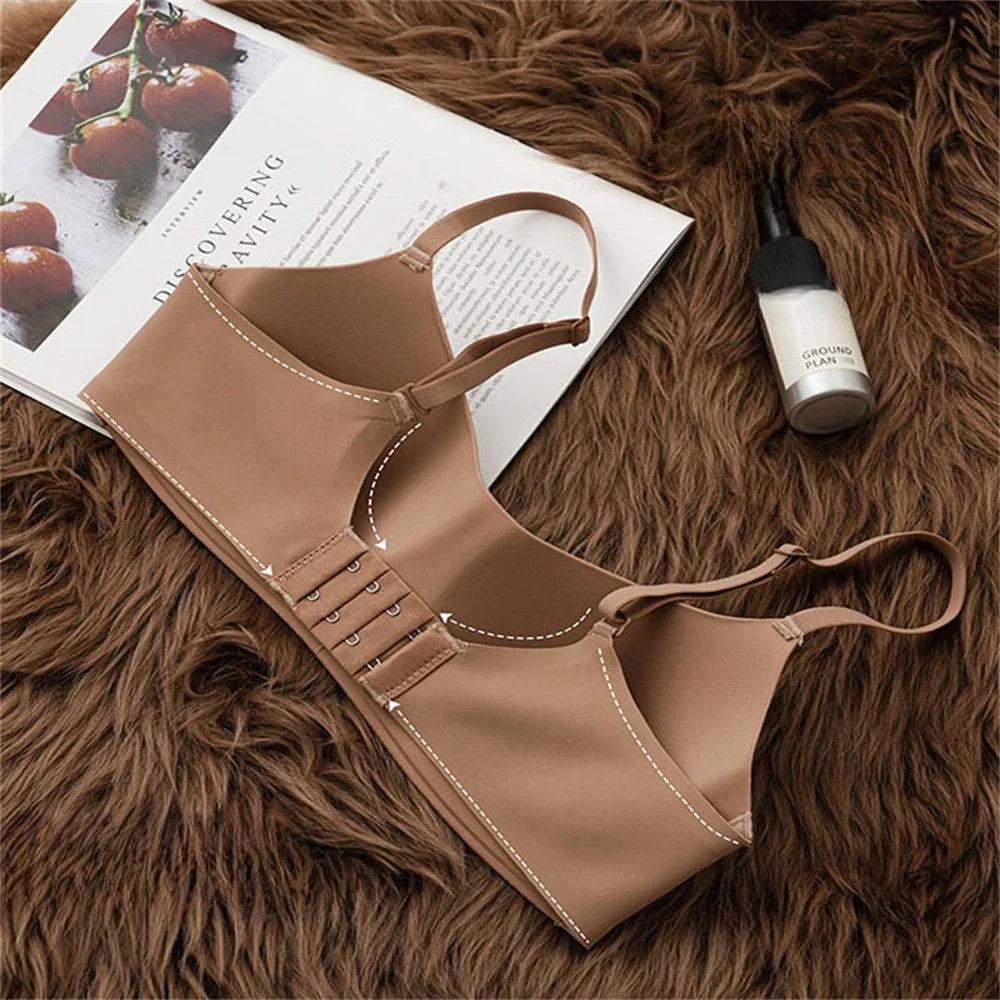 Picture 4: KUCLUT  Seamless Half Cup Bra Smooth Surface Top Support Thin And Comfortable Without Steel Ring Bra One Piece Seamless Half C