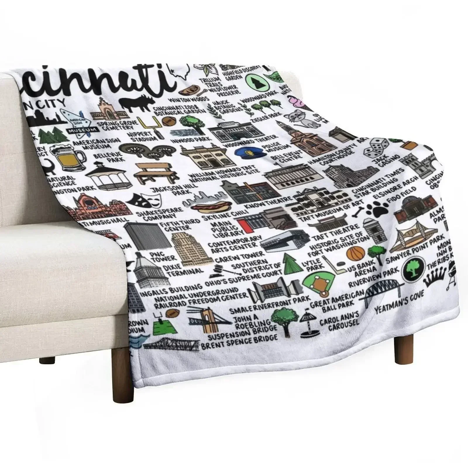 Cincinnati Ohio Map Throw Blanket Plush Blankets For Baby Extra Large Throw Blankets