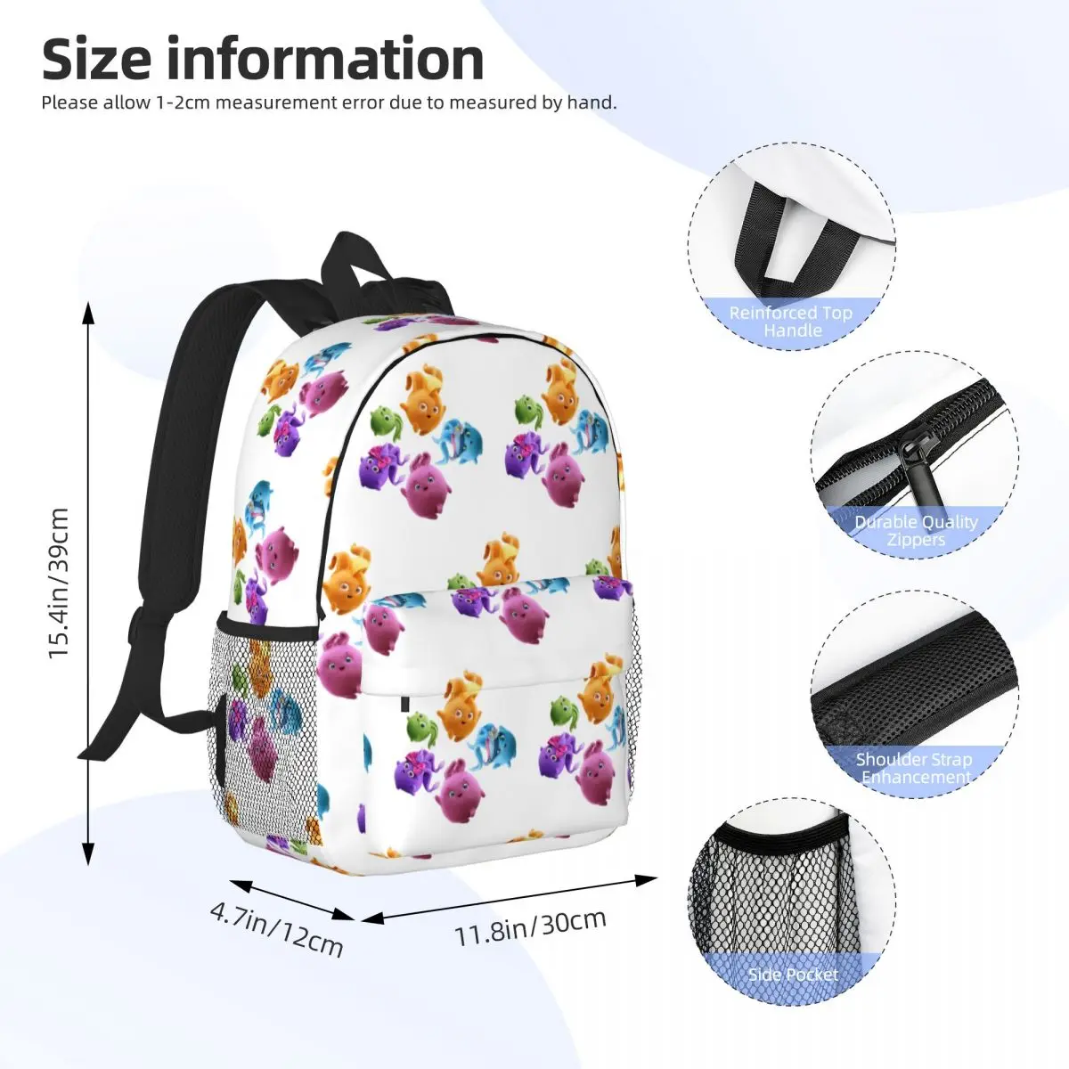 Sunny Bunnies Backpacks Boys Girls Bookbag Cartoon Students School Bags Laptop Rucksack Shoulder Bag Large Capacity