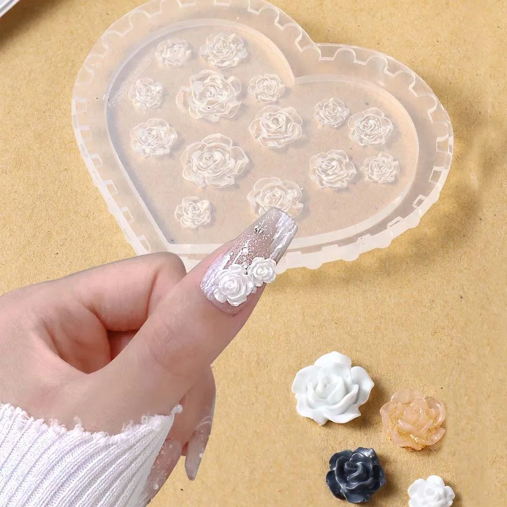 Kamelie Blume Design Silikon form Kunst Dekorationen 3d Charms Acryl DIY Werkzeuge Maniküre für Nagel Ohrring Schmuck