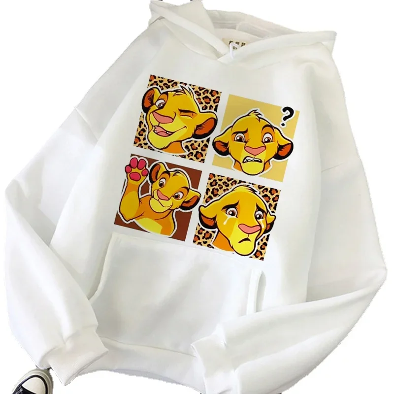 Disney Pattern Simba Male Sweatshirts Pocket Cartoon Cute Print Loose Clothing Cozy Daily Men Hoodies Autumn Winter Pullover