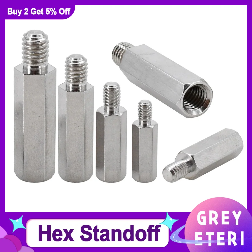 Male to Female Hex Standoff Motherboard Rack Stud Mount Spacer Column Stainless Steel Screws Bolts Standoffs M2 M2.5 M3 M4 M5 M6 