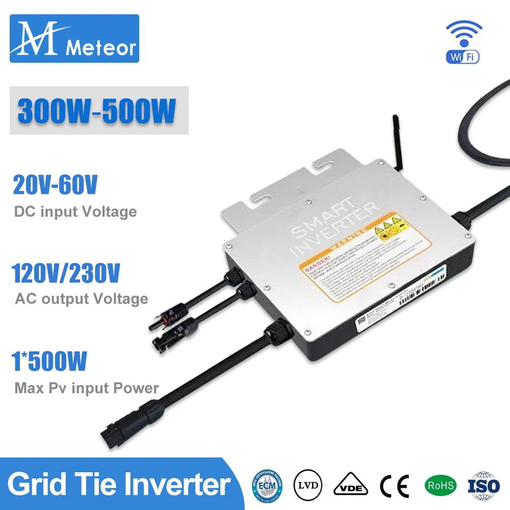 PV Input Voltage 20~60V AC Output 110V/230V Auto 300W/350W/400W/500W Micro Solar Grid Tie Inverter With WIFI Monitor