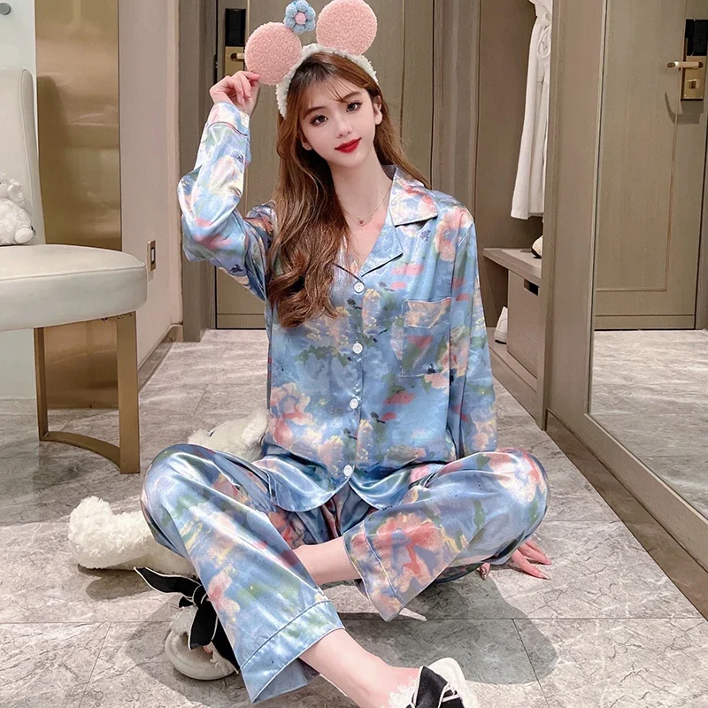 Aesthetics Fashion Trendy Graphic Women\'s New Pajamas Classy Art Print Lady Sleepwear 2024 New Spring Casual Female Lounge Y2k