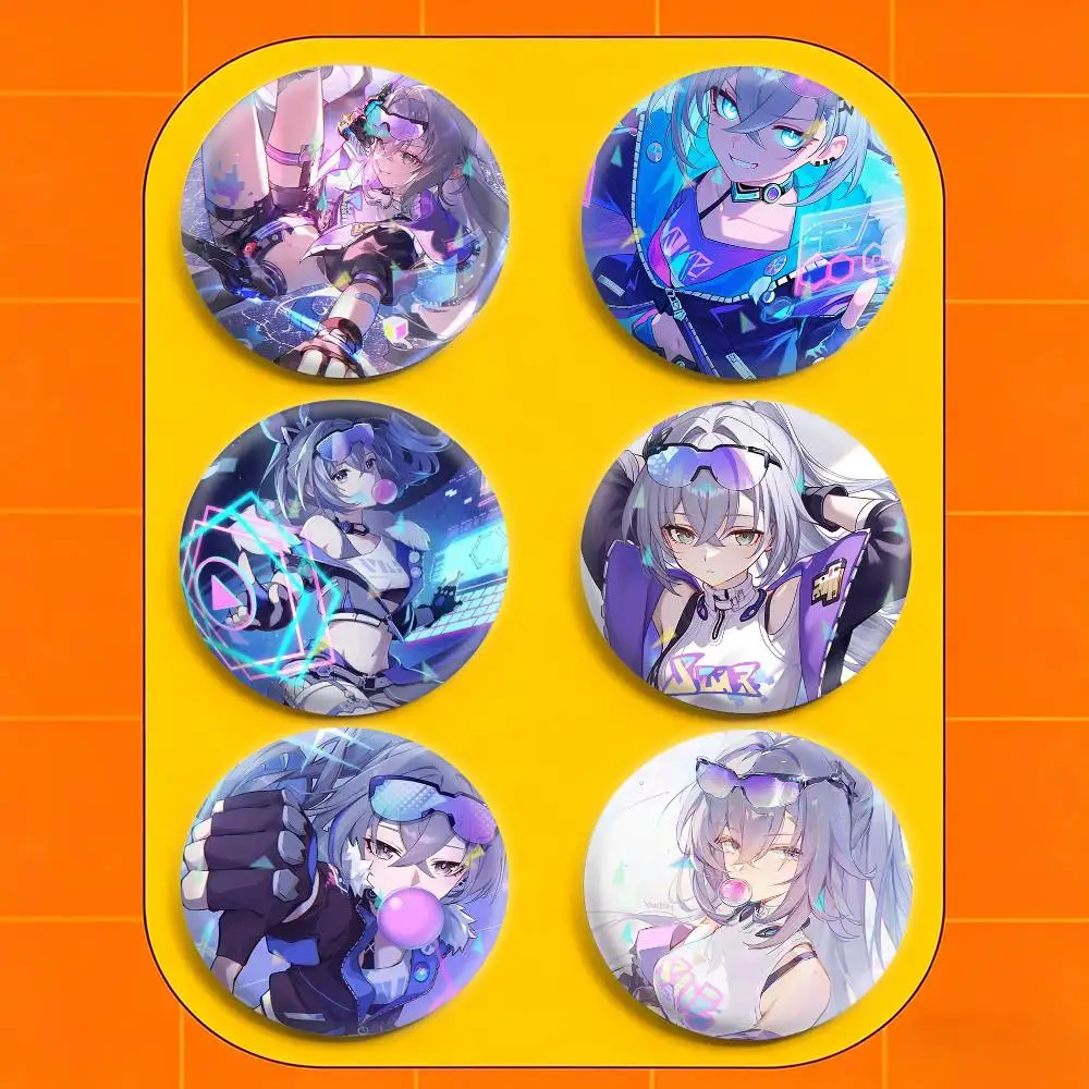 H-Honkai Star Rail S-Silver Wolf  32/44/58mm Handmade Pins Round Brooch Badge Backpacks Clothes Jewelry Gifts