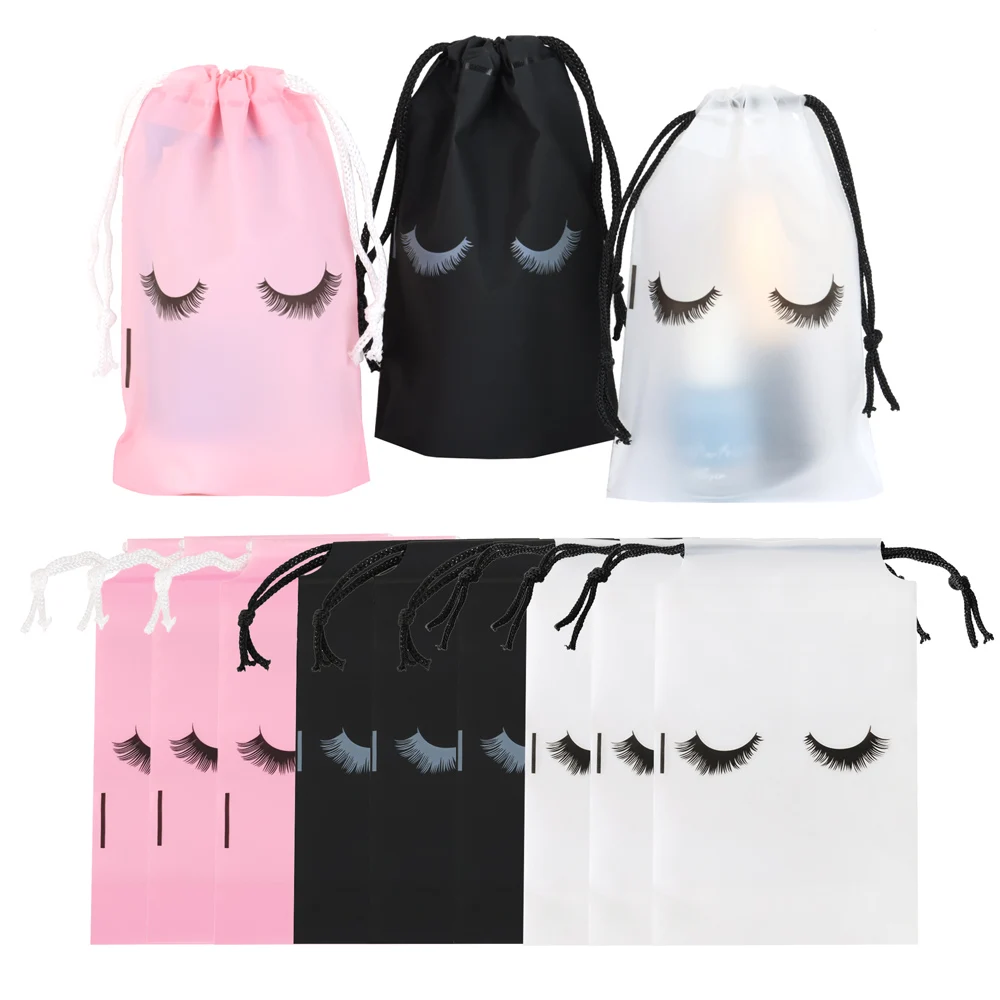 30pcs Eyelash Aftercare Storage Bags With Drawstring Waterproof EVA Plastic Travel Packing Pouch Eye Lash Extension Access
