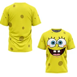 2024 Summer Men's 3D Printing SpongeBob SquarePants T-Shirt Children's Street Leisure Sports Large Breathable Top