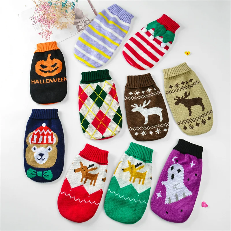 Christmas Elk Puppy Dog Clothes Pullover Winter Warm Pet Sweater for Small Dogs Dachshund Chihuahua Costume mascotas Clothing