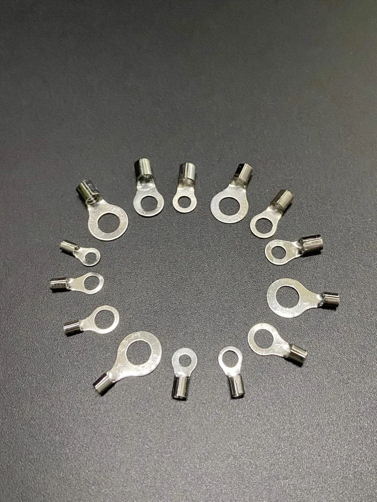 Brass Tin Plated 1.25 to 5.5 Square Millimeters Screw Holes 3 To 6 Circular Wire Ear Connector Cold Pressing Crimping Terminals