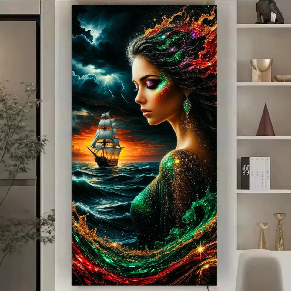 

Mermaid sailboat at sea DIY 5D Diamond Painting New 2026 Full Mosaic Diamond Art Embroidery For Home Decor Gift