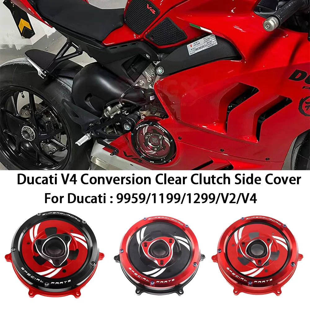 Suitable for Ducati Panigale 959/1199/1299 V2 V4 motorcycle clutch cover improved transparent engine right protective cover