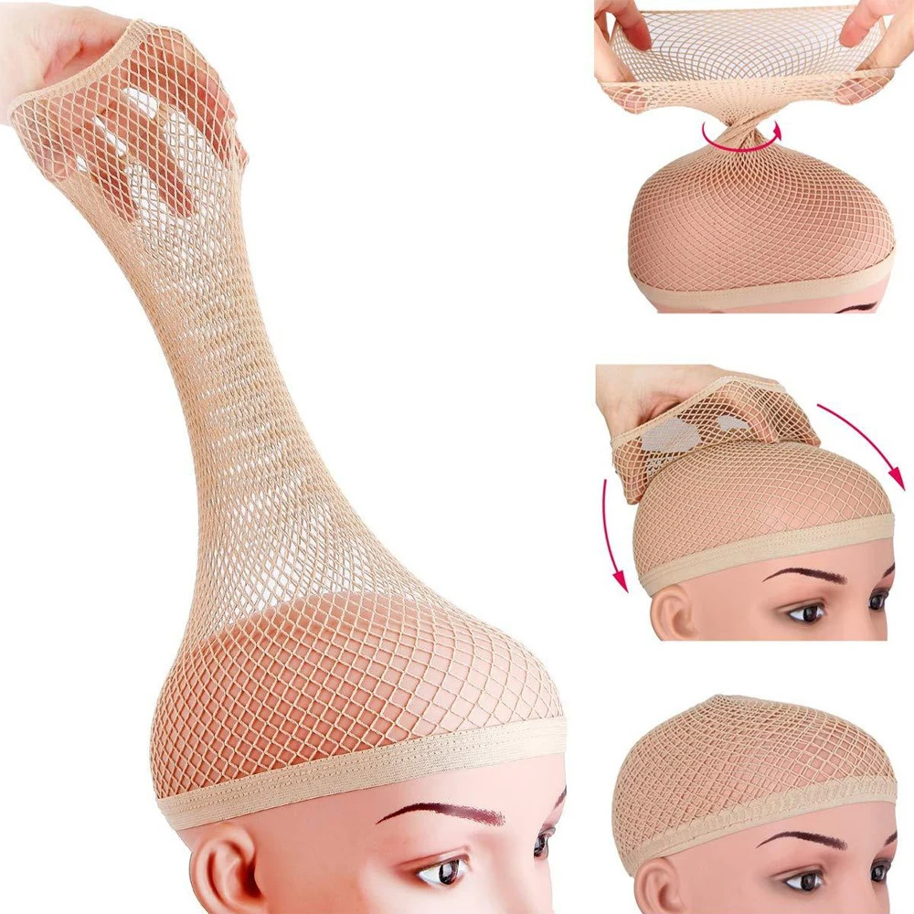 

1/3pcs Mesh Wig Cap Highly Elastic Hair Net Stretch Open Ended Fishnet Hair Nets For Wigs Wig Accessories Beige Hairnets