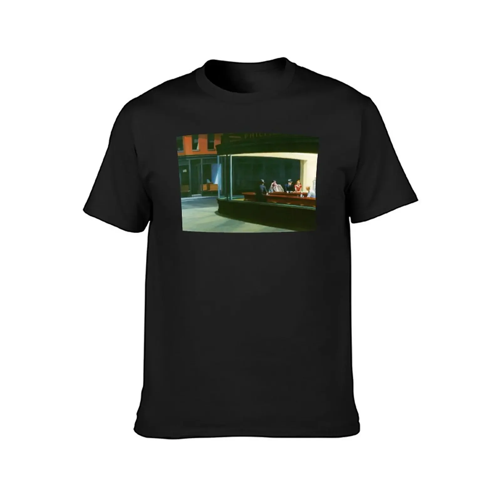 NIghthawks by Edward Hopper and Liutenant Columbo T-Shirt vintage cotton graphic tees mens graphic t-shirts anime