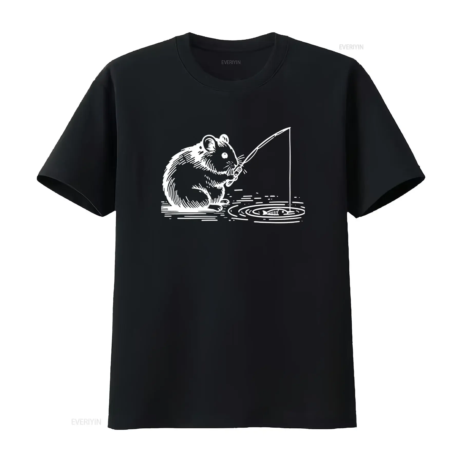 Hamster Fisher T Shirt for Animal Lovers Funny Design Him and Her vintage Washed Stretched graphic Unisex streetwear Casual
