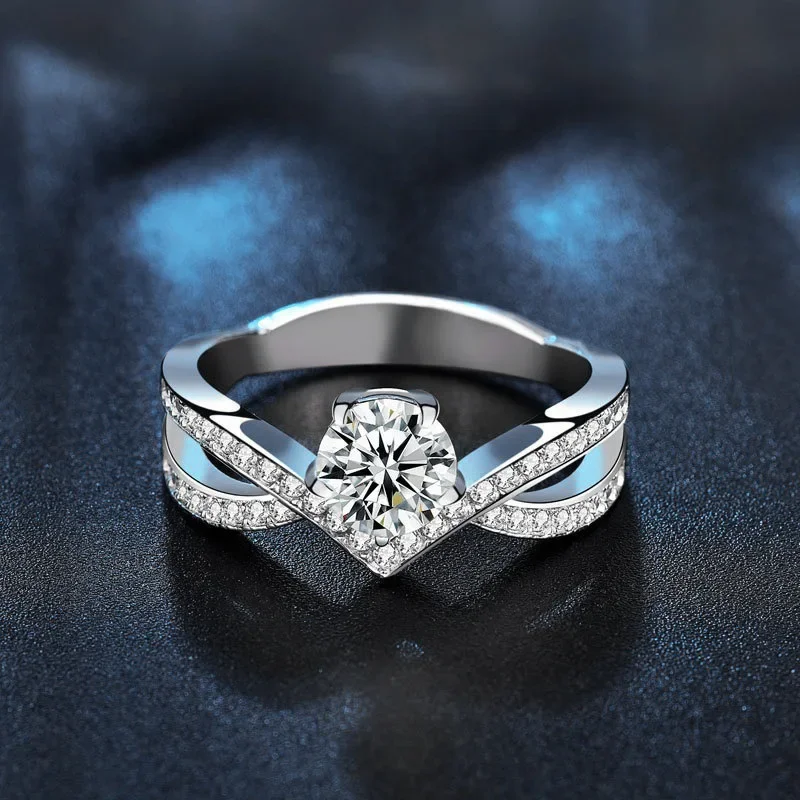 

Mozambican diamond ring 18K PT950 gold personalized six-claw crown diamond ring closed ring for girlfriend gift