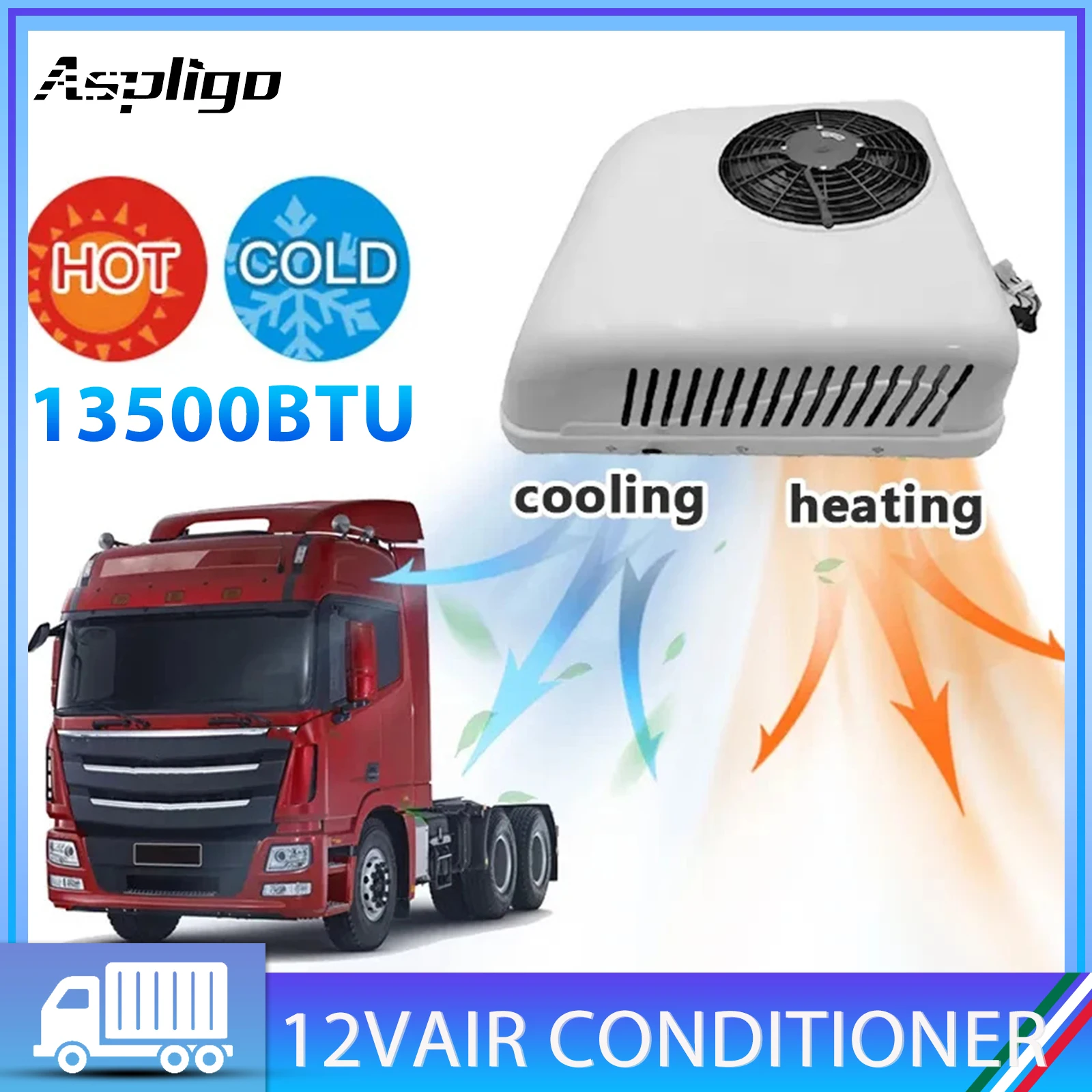 

13500BTU 12V/24V RV Air Conditioner Automotive Electric Parking AC Heat & Cool For Camper Van/Truck/Motorhome/Caravan/Tractor