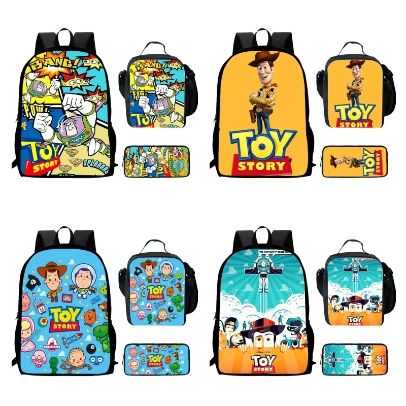 

Детский школьный рюкзак с мультяшной историей игрушек и сумками для обеда, сумки-карандаши для детей 4–9 лет, легкие детские школьные сумки для мальчиков и девочек