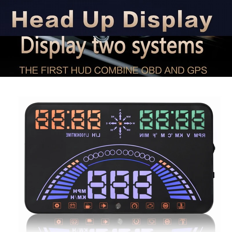 New Design S7 Hud OBD2+GPS Head up Display Dashboard Windshield Projector Automotive Digital Speedometer for All Vehicles