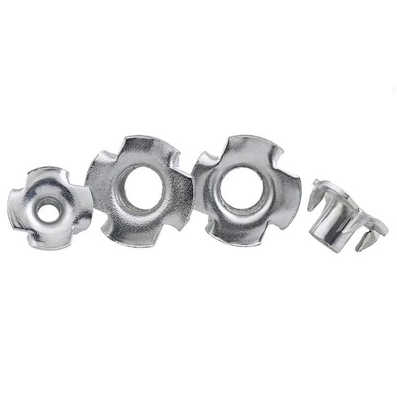 Four Prong Captive Nut Zinc Plated Carbon Steel Four Claw Knock-in Insert Nut Wood Embedded Fastener M3 M4 M5 M6 M8 M10