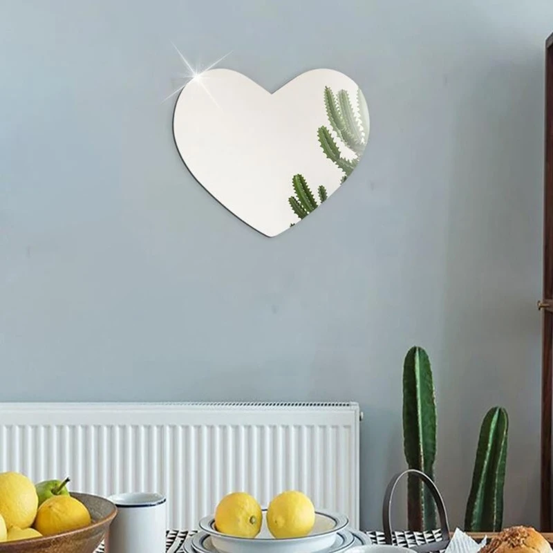 3D Heart Mirror Wall Stickers Self Adhesive Mirror Wall Decors Removable Mirror Decors DIY Wall Stickers for Bedroom